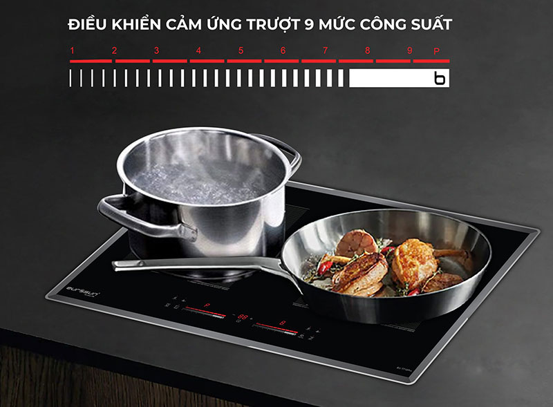 Bếp từ đôi Eurosun EU-T256Max cảm ứng trượt 9 mức công suất nhiệt