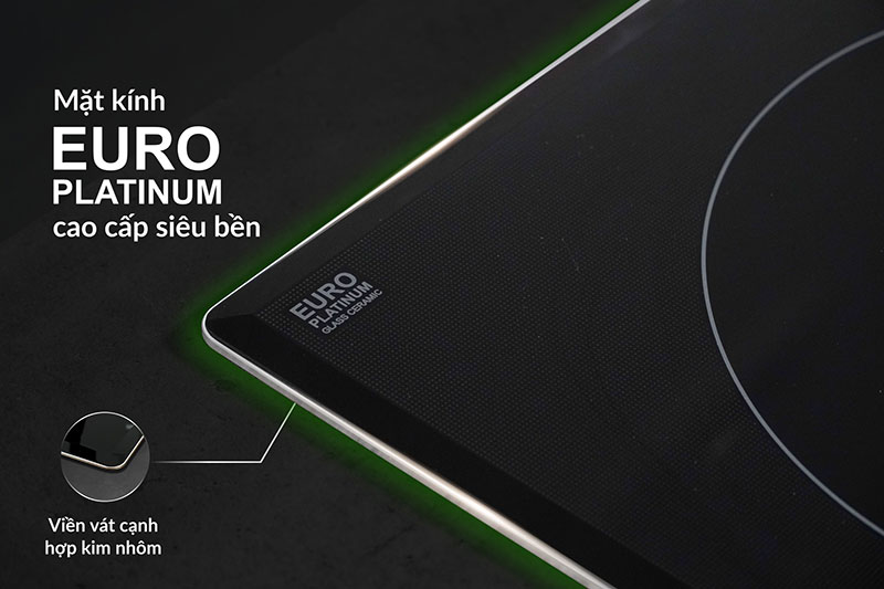 Bếp từ đôi Eurosun EU-T256Max mặt kính Platinum vát cạnh siêu bền