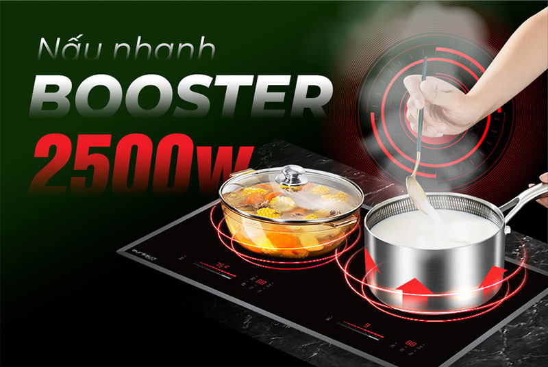 Bếp từ đôi Eurosun EU-T256Max có tính năng nấu nhanh Booster