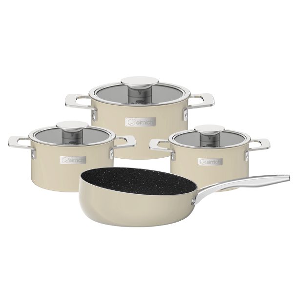 Bộ nồi Inox liền khối Elmich Hera EL-8238 size 16,18,22 chảo full induction 26cm