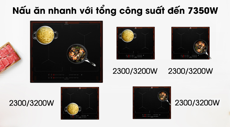 tổng công suất các vùng nấu