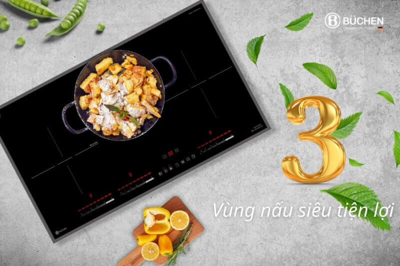 3 vùng nấu linh hoạt