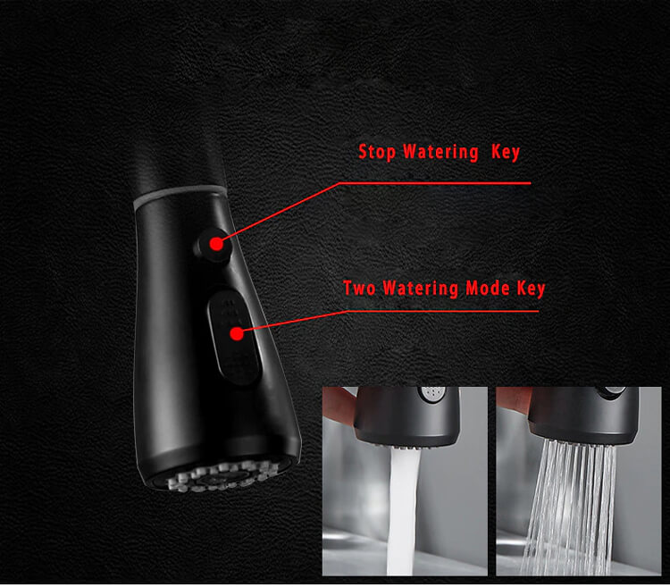 Hai chế độ xả Vòi rửa bát Roslerer RL-805 BLACK đáp ứng linh hoạt mọi nhu cầu sử dụng