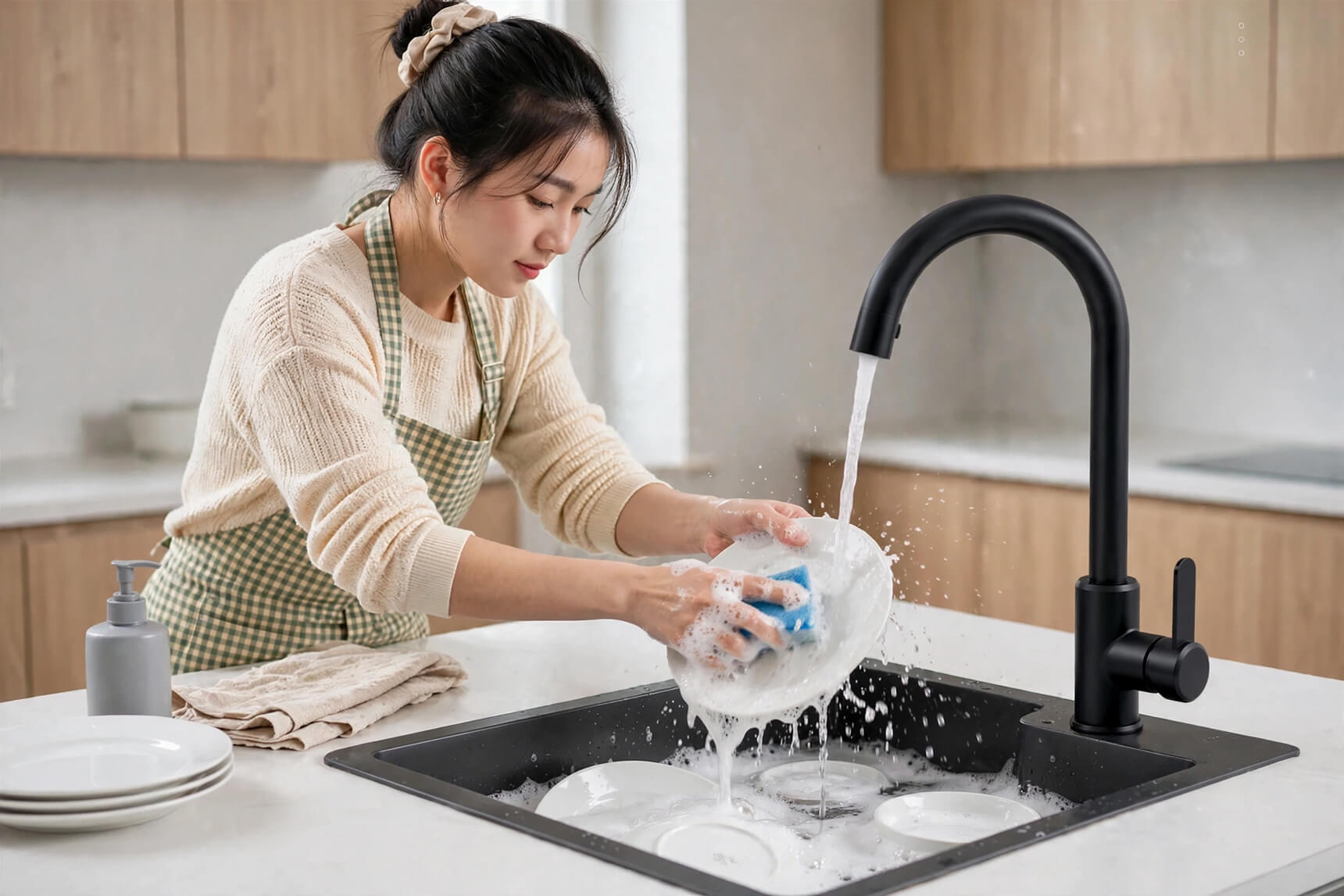 Vòi rửa bát Roslerer RL-805 BLACK mang phong cách tối giản cho căn bếp hiện đại.