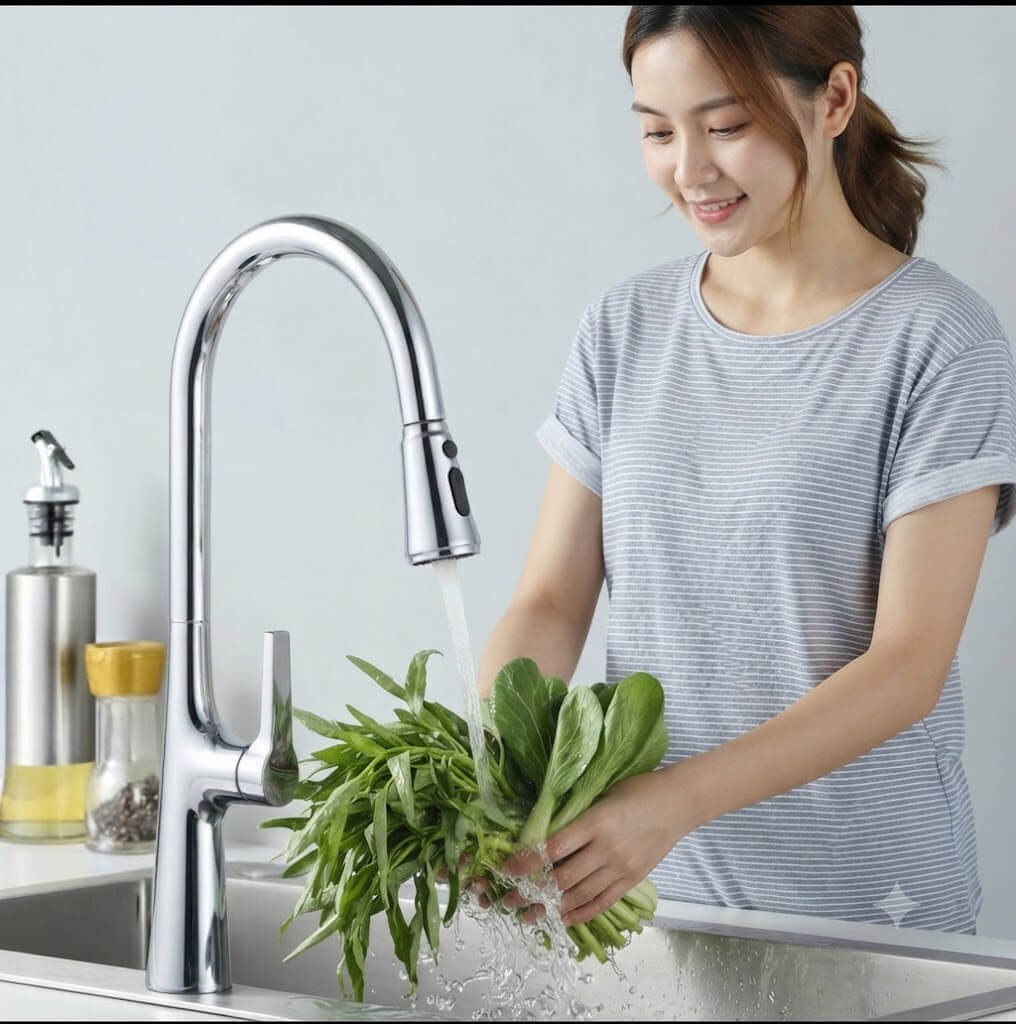 Vòi rửa Roslerer RL-986 mang phong cách thiết kế hiện đại cho căn bếp