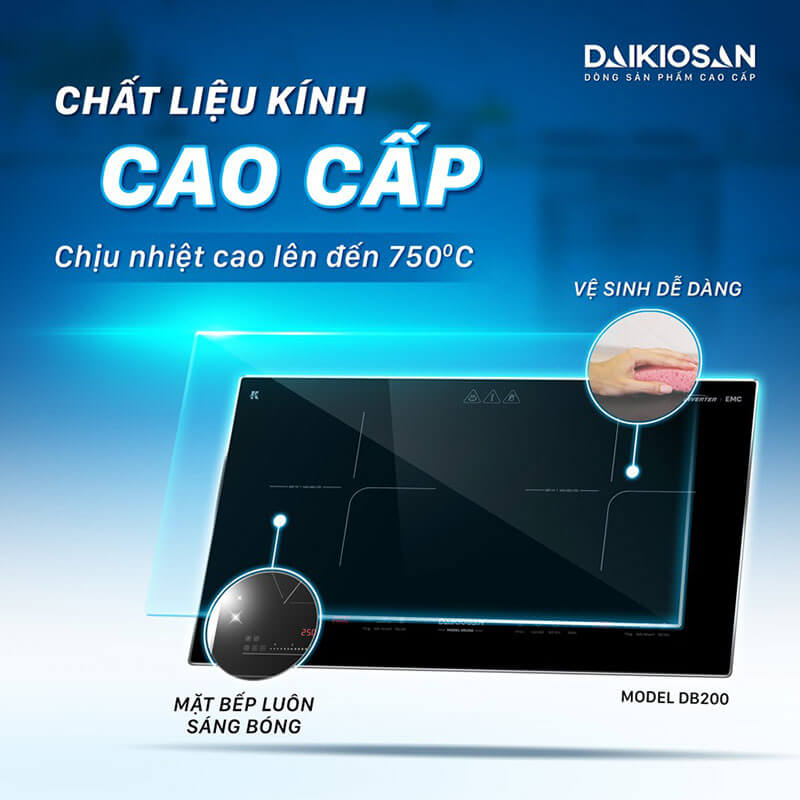 Bếp từ đôi Daikiosan DB200 2 vùng nấu