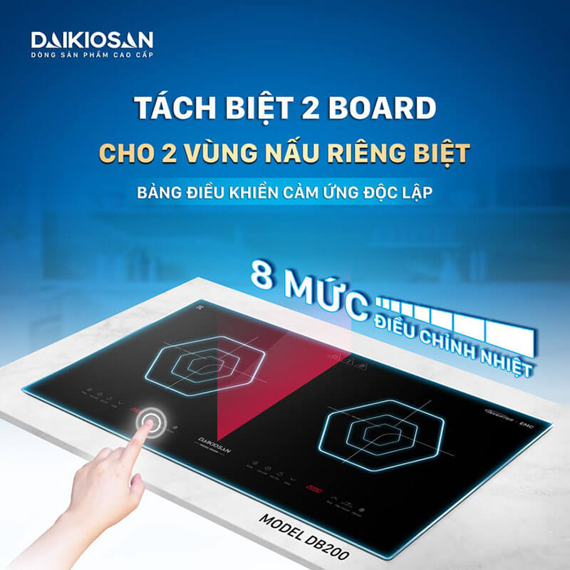 Bếp từ đôi Daikiosan DB200 2 vùng nấu