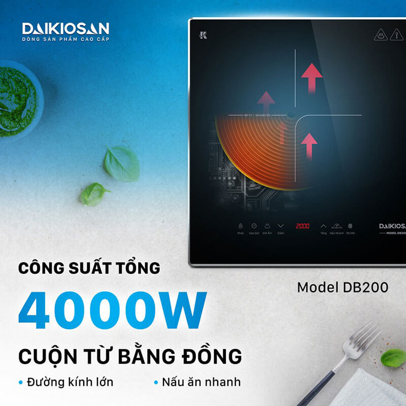 Bếp từ đôi Daikiosan DB200 2 vùng nấu