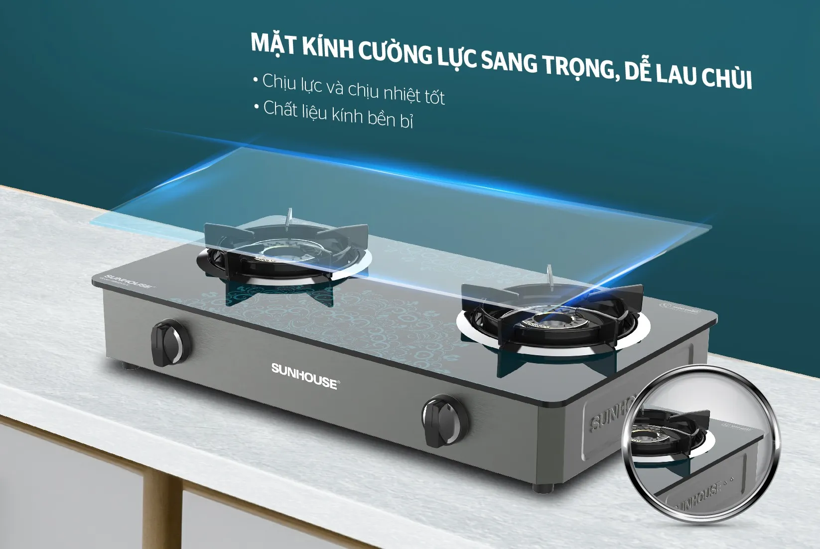 Bếp gas dương kính Sunhouse SHB32102-V 