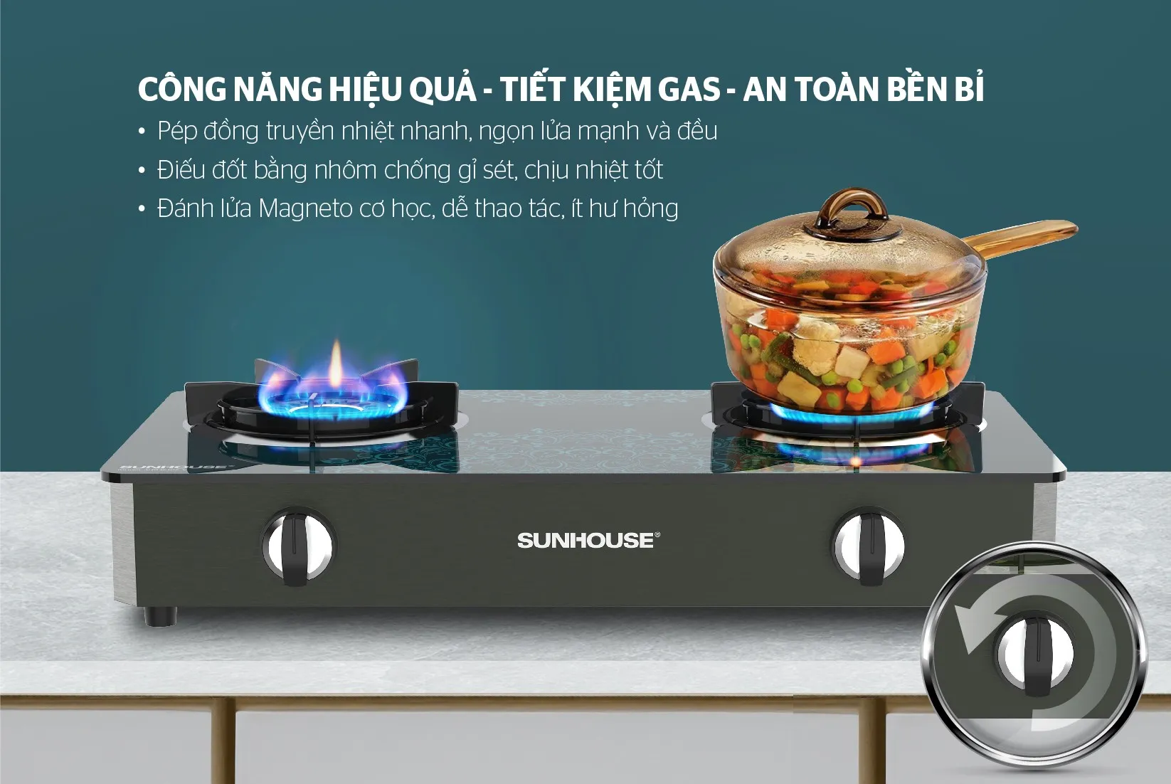 Bếp gas dương kính Sunhouse SHB32102-V 