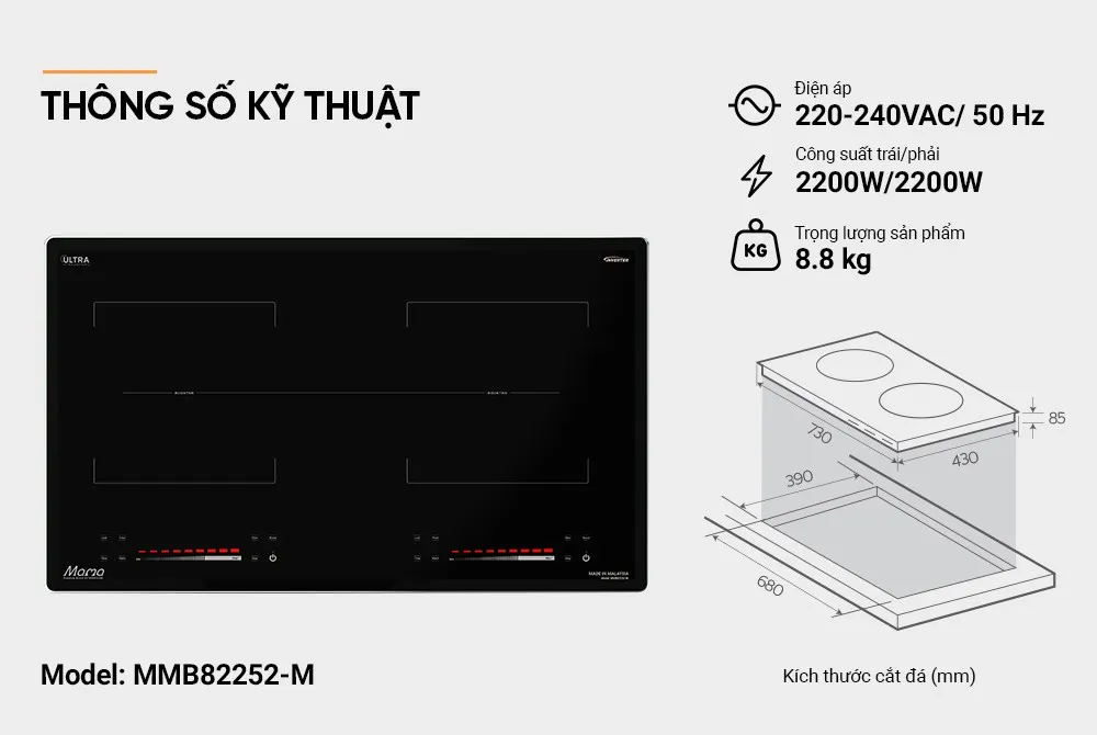 Bếp đôi điện từ Sunhouse Mama MMB82252-M