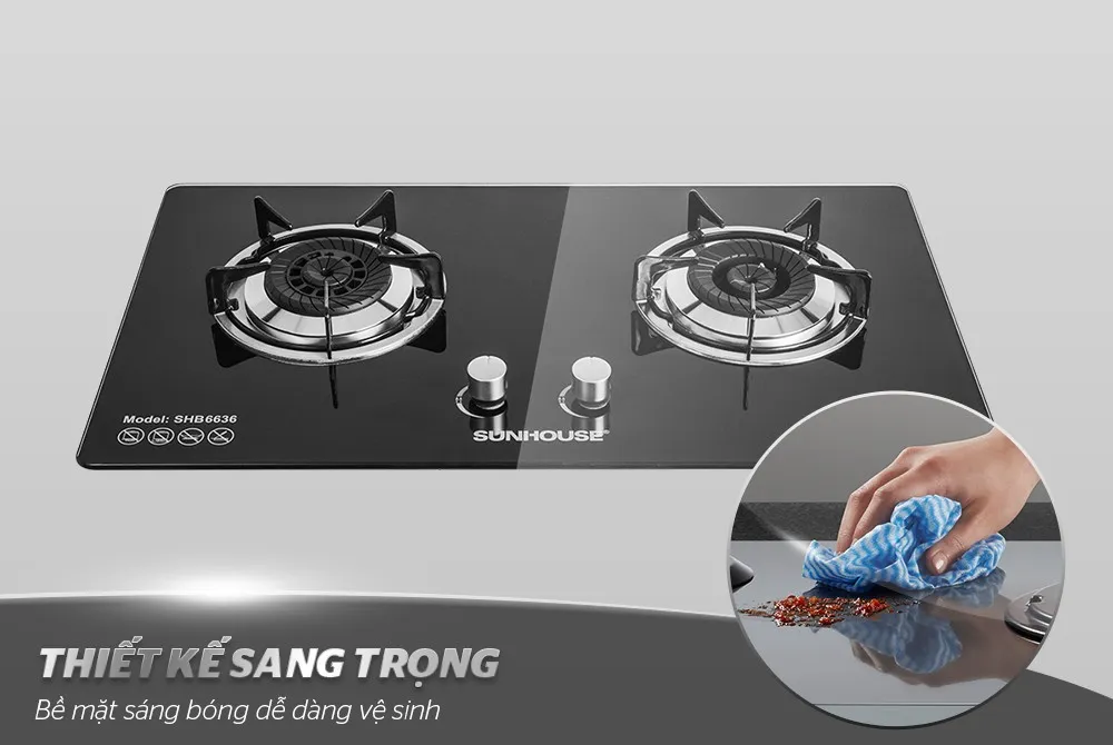 Bếp gas âm kính Sunhouse SHB7736