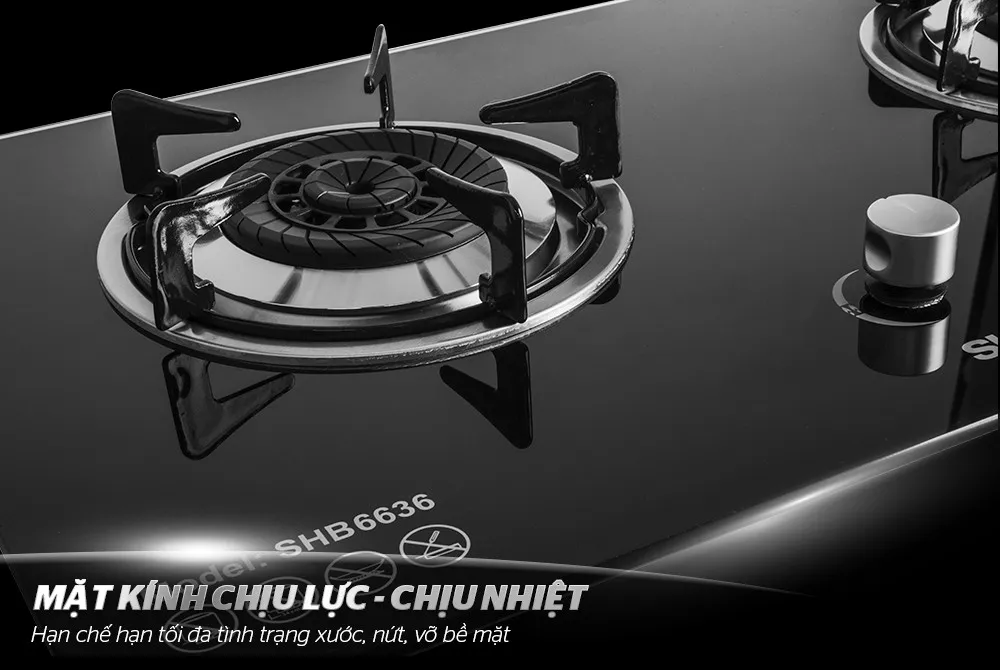 Bếp gas âm kính SUNHOUSE SHB6636
