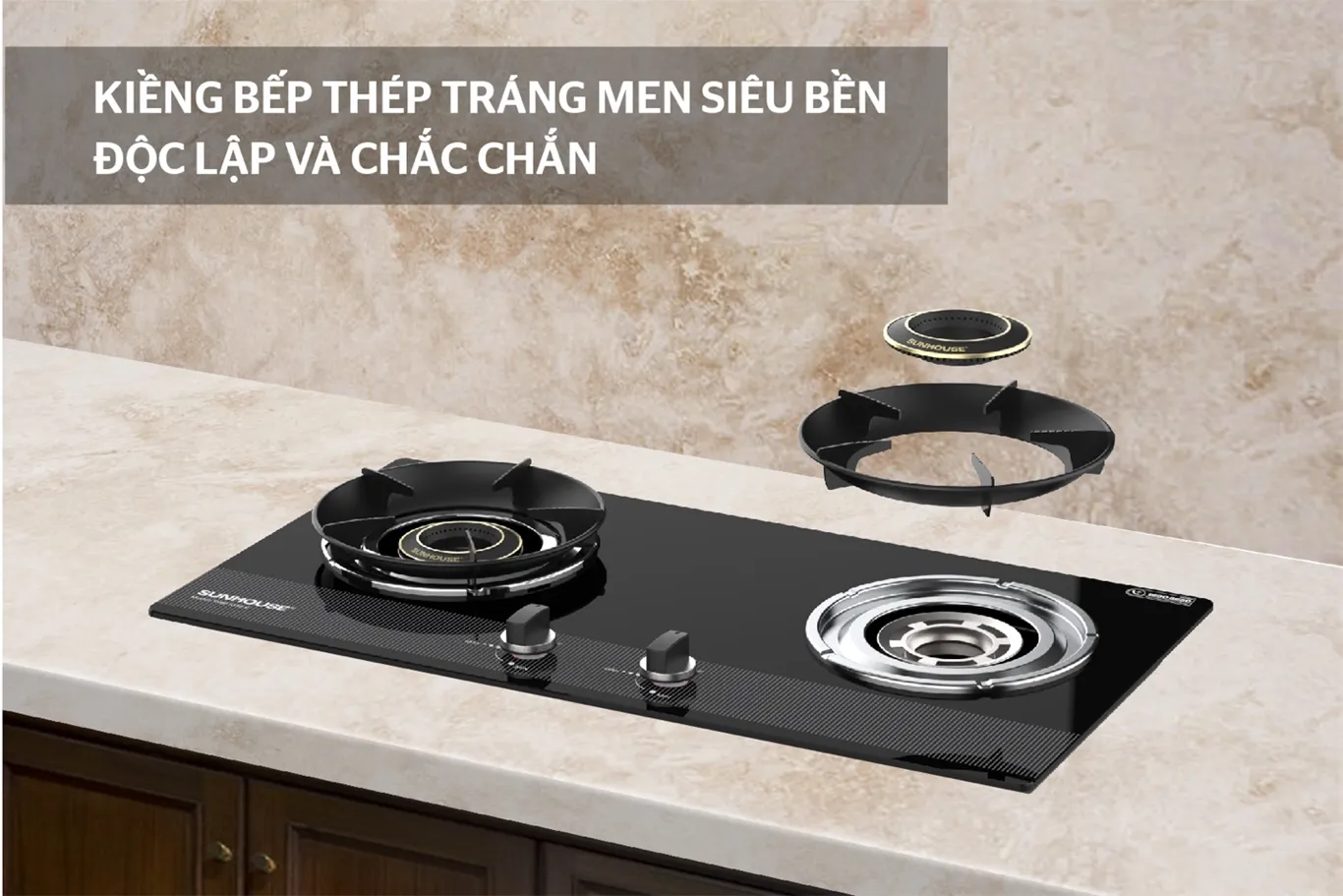 Bếp gas âm kính SUNHOUSE SHB61030-V
