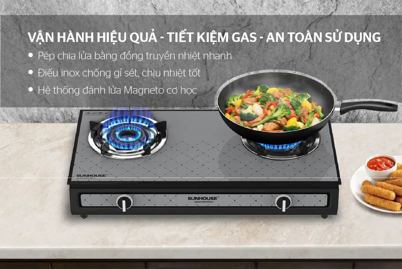 Bếp gas dương kính SUNHOUSE SHB31082-V