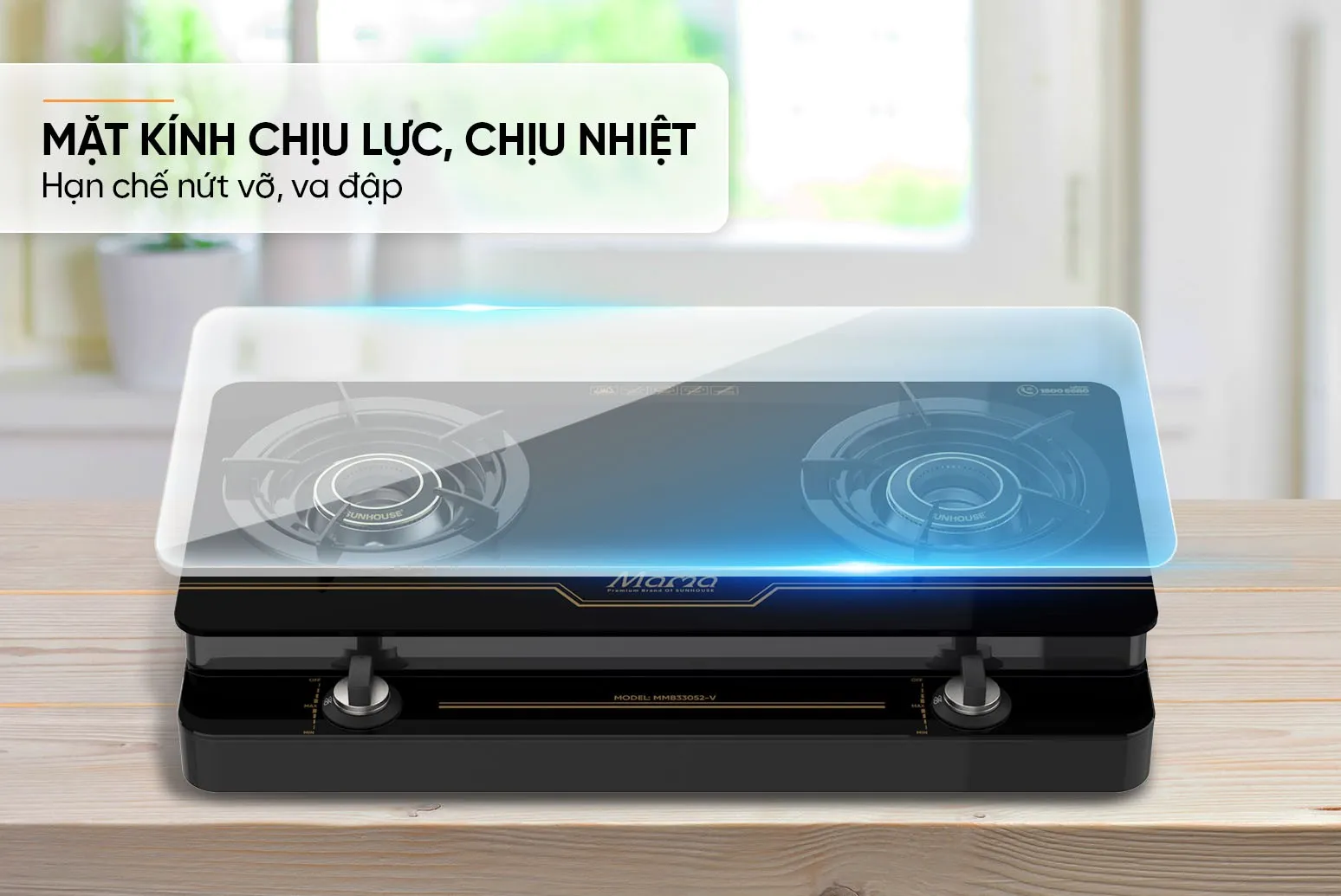 Bếp gas dương kính sunhouse mmb33052-v 11 BẾP GAS DƯƠNG KÍNH SUNHOUSE MMB33052-V