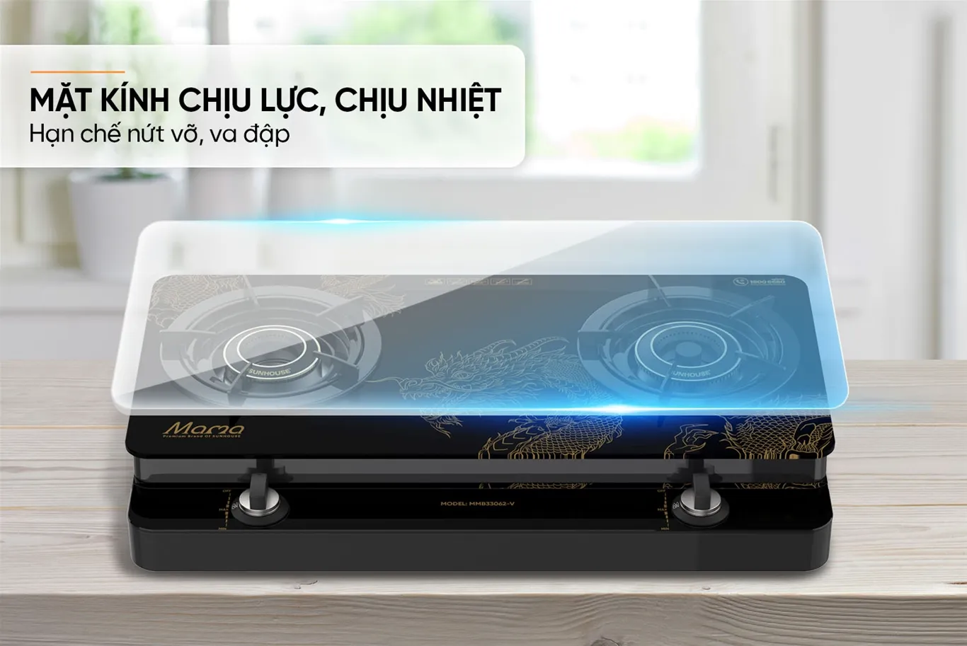 Bếp gas dương kính SUNHOUSE Mama MMB33062-V