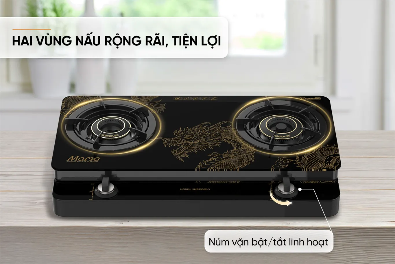 Bếp gas dương kính SUNHOUSE Mama MMB33062-V